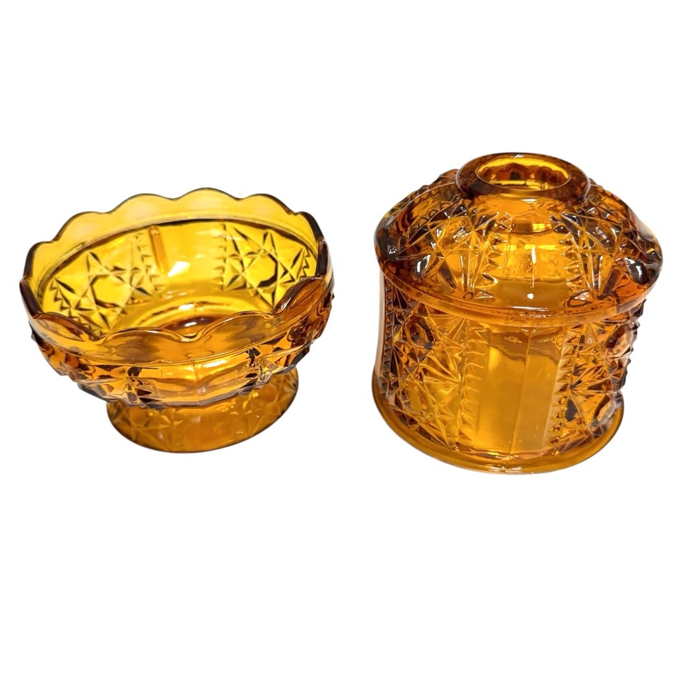 Indiana glass amber stars and bars - Picture 4 of 4